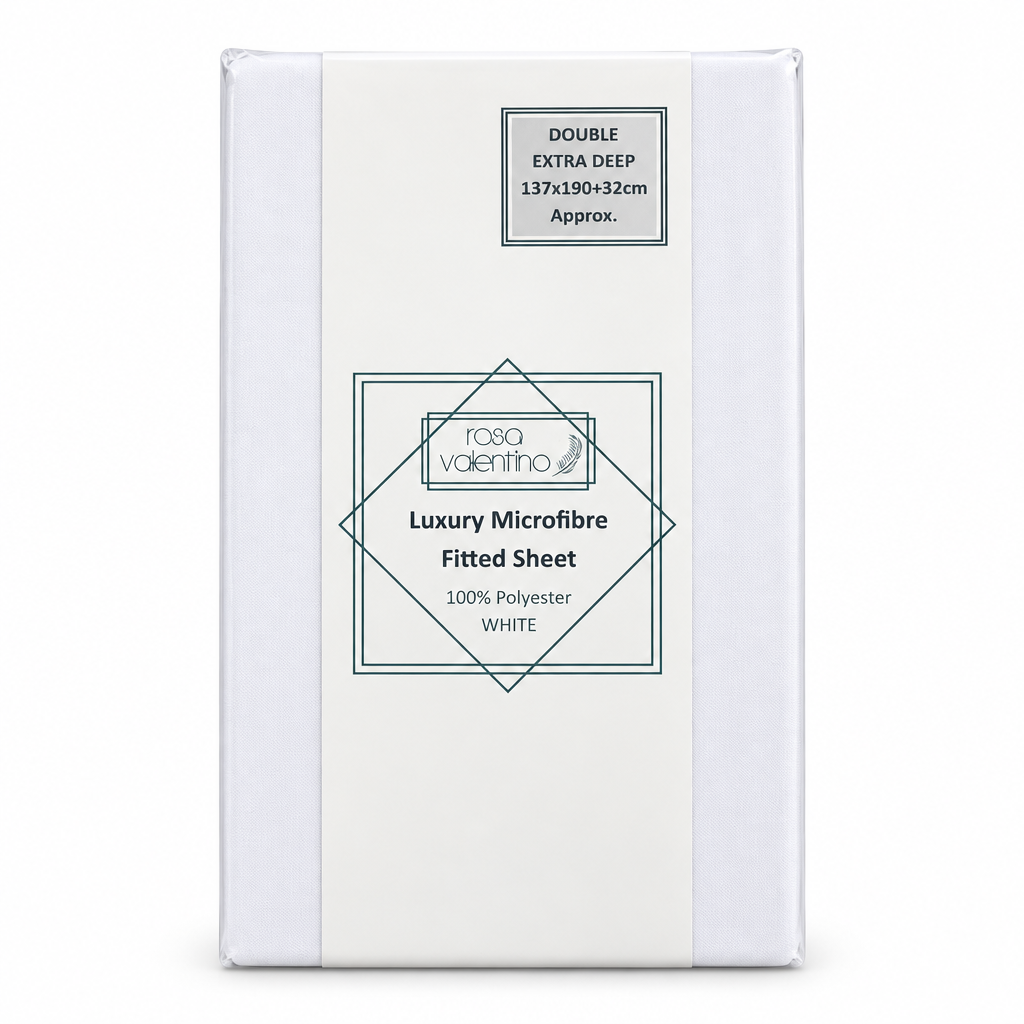 Microfibre Extra Deep Fitted Sheet Double White 137x190+32cm