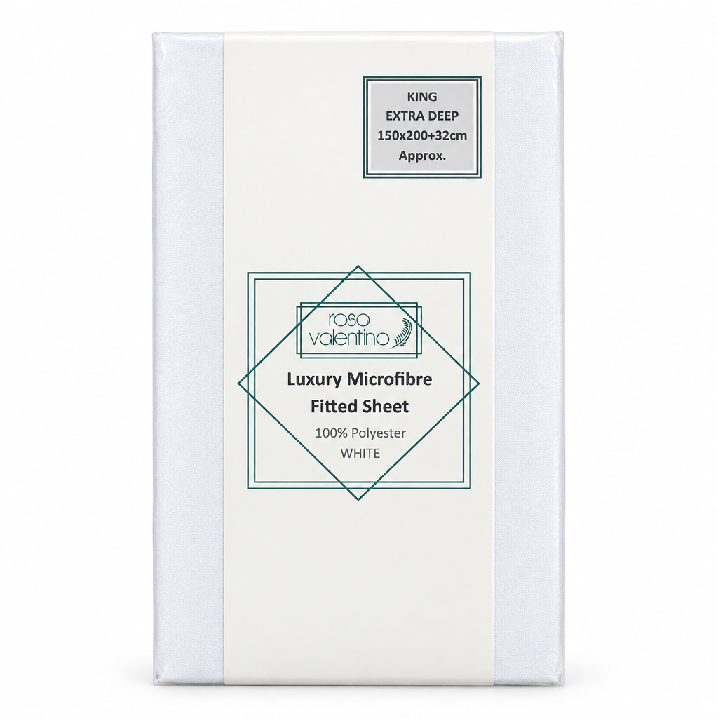 Microfibre Extra Deep Fitted Sheet King White 150x200+32cm