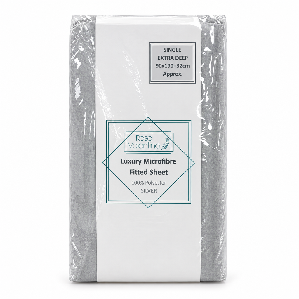 Microfibre Extra Deep Fitted Sheet Single Silver 90x190+32cm
