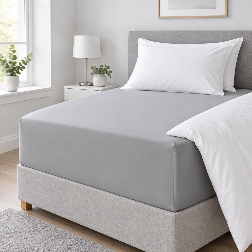 Single Extra Deep Microfibre Fitted Sheet Silver 90x190+32cm