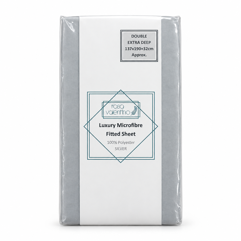 Microfibre Extra Deep Fitted Sheet Double Silver 137x190+32cm