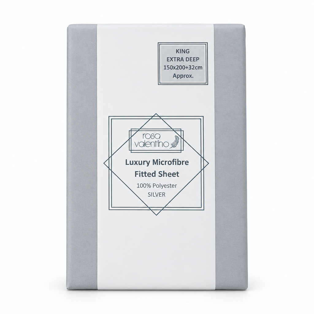 Microfibre Extra Deep Fitted Sheet King Silver 150x200+32cm