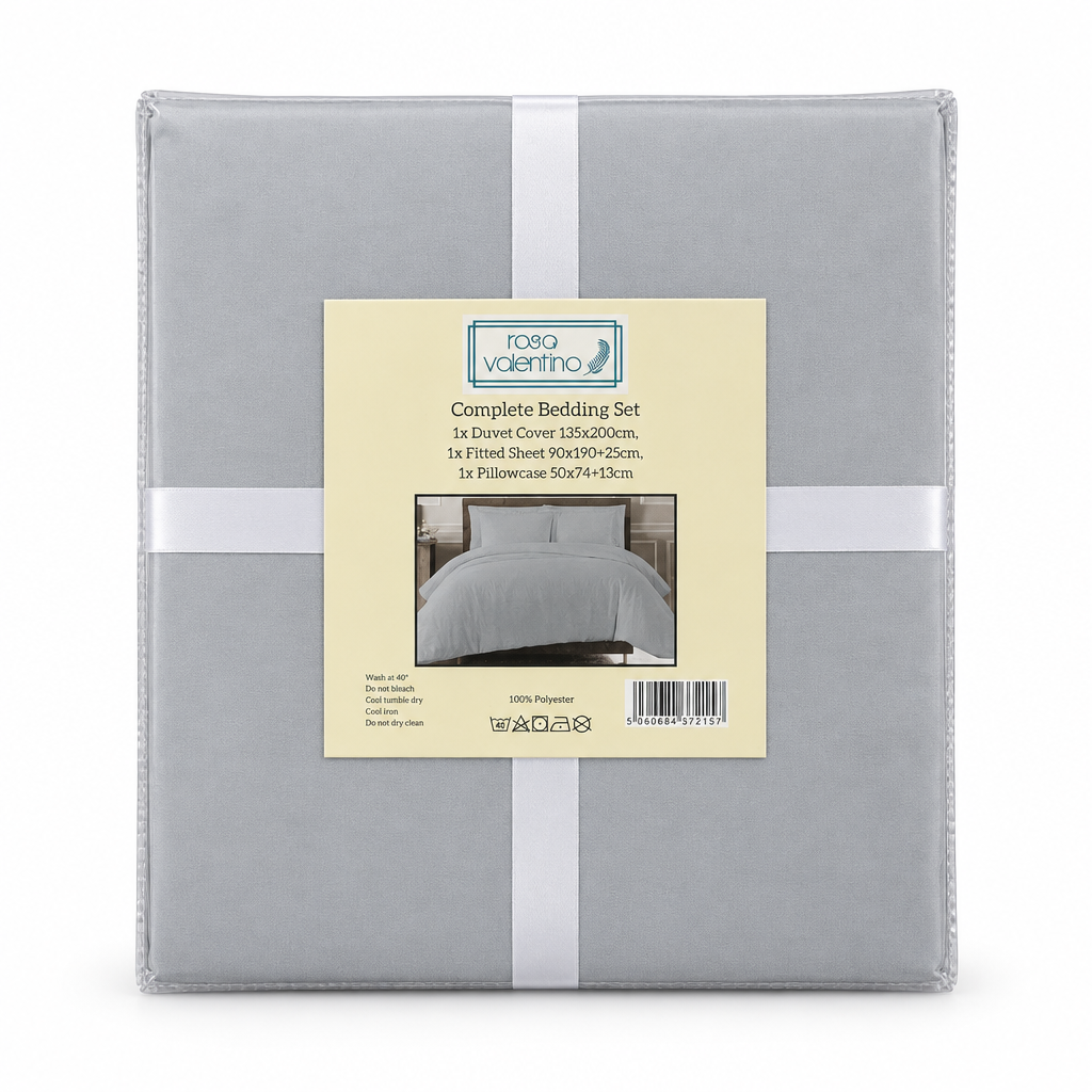 Microfibre Complete Bed Set Grey/Silver Single