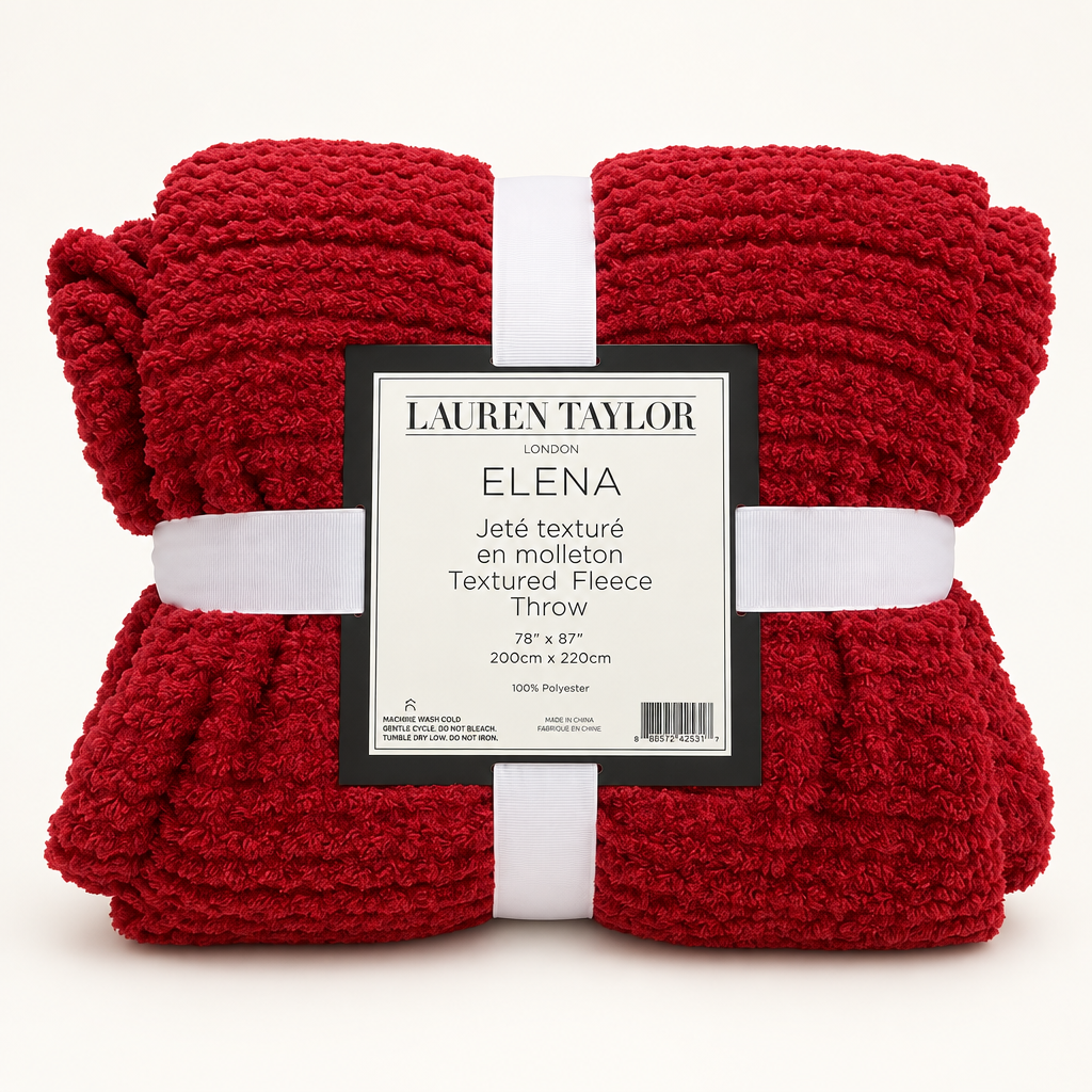 Lauren Taylor Elena Textured Fleece Blanket Assorted Colours 200x220cm