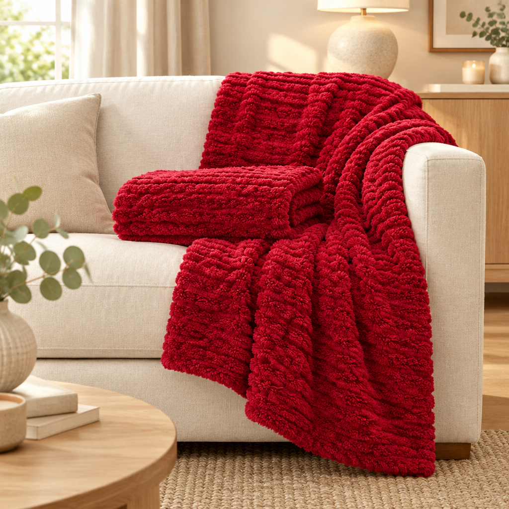 Lauren Taylor Elena Textured Fleece Blanket Assorted Colours 200x220cm