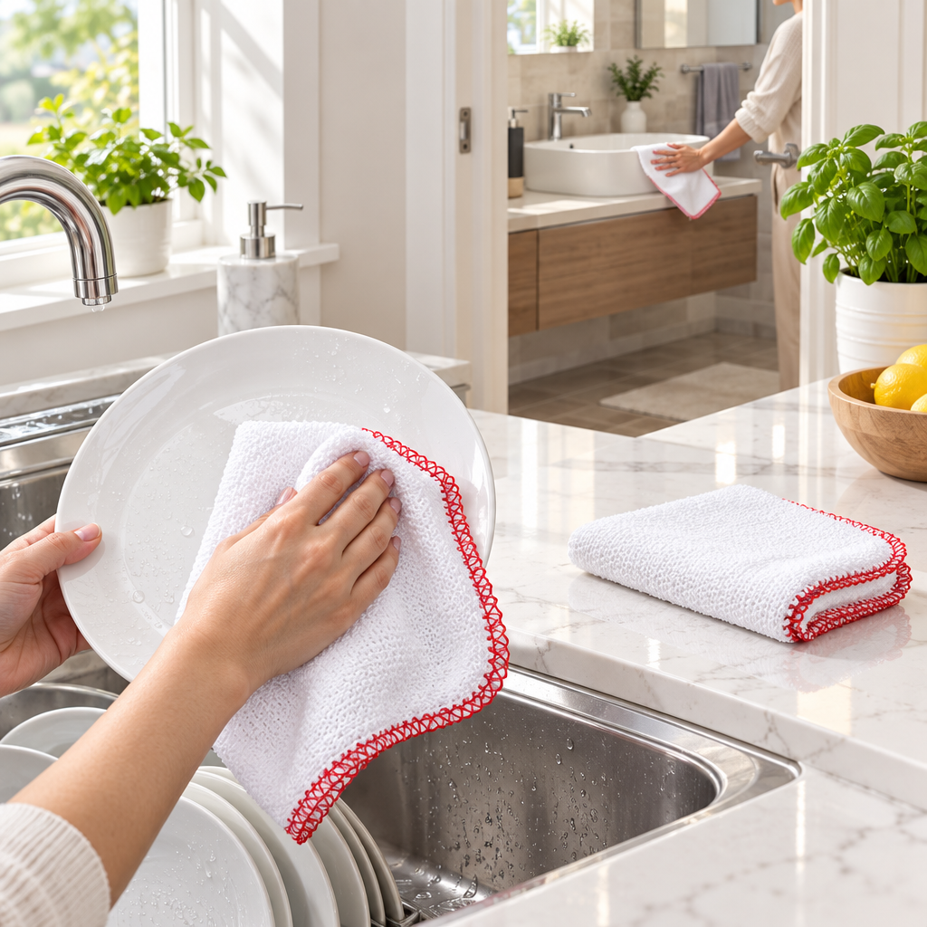 5 Pack 100% Cotton Knitted Dish Cloths 30x53cm