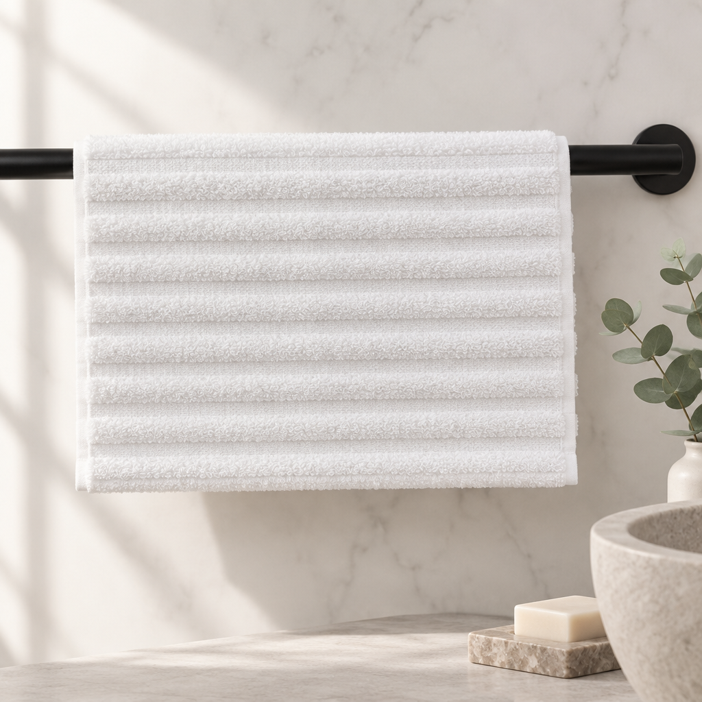 Ribbed Hand Towel White 45x85cm