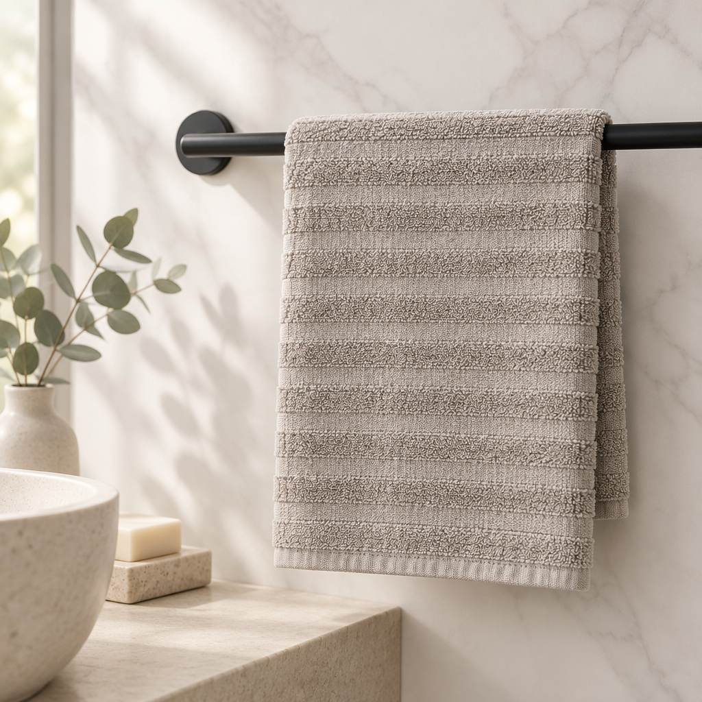 Ribbed Hand Towel Taupe 45x85cm
