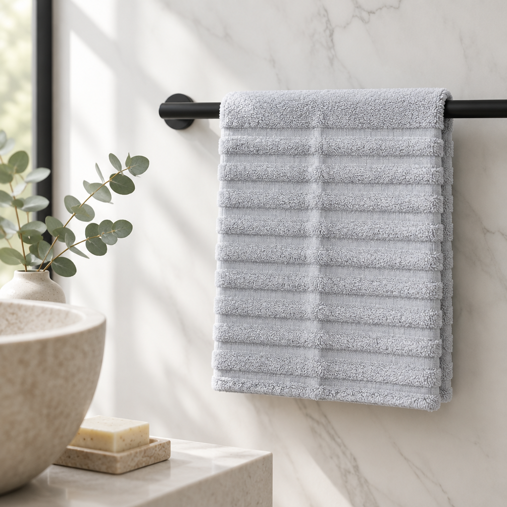 Ribbed Hand Towel Light Grey 45x85cm