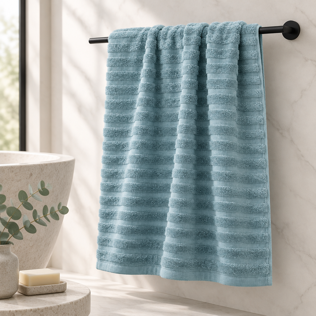 Ribbed Bath Sheet Soft Teal