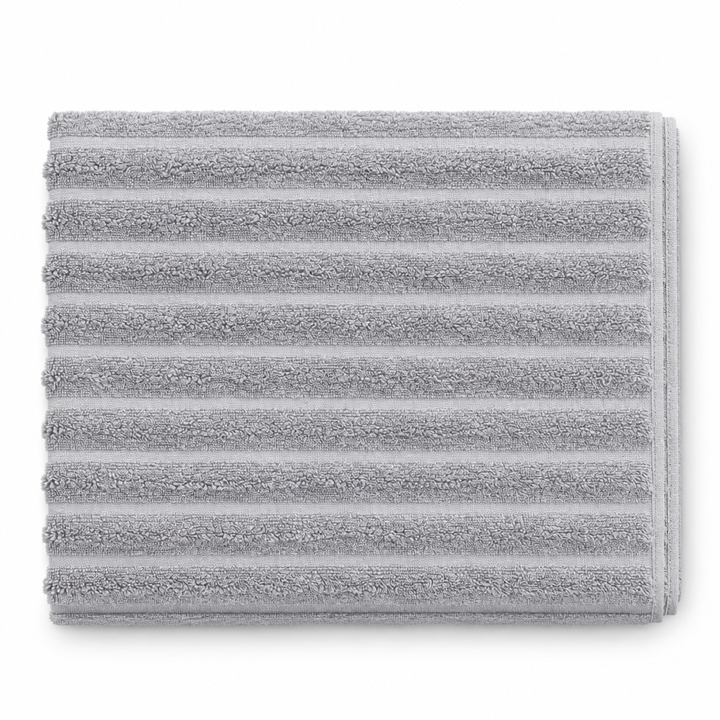 Ribbed Bath Sheet Light Grey