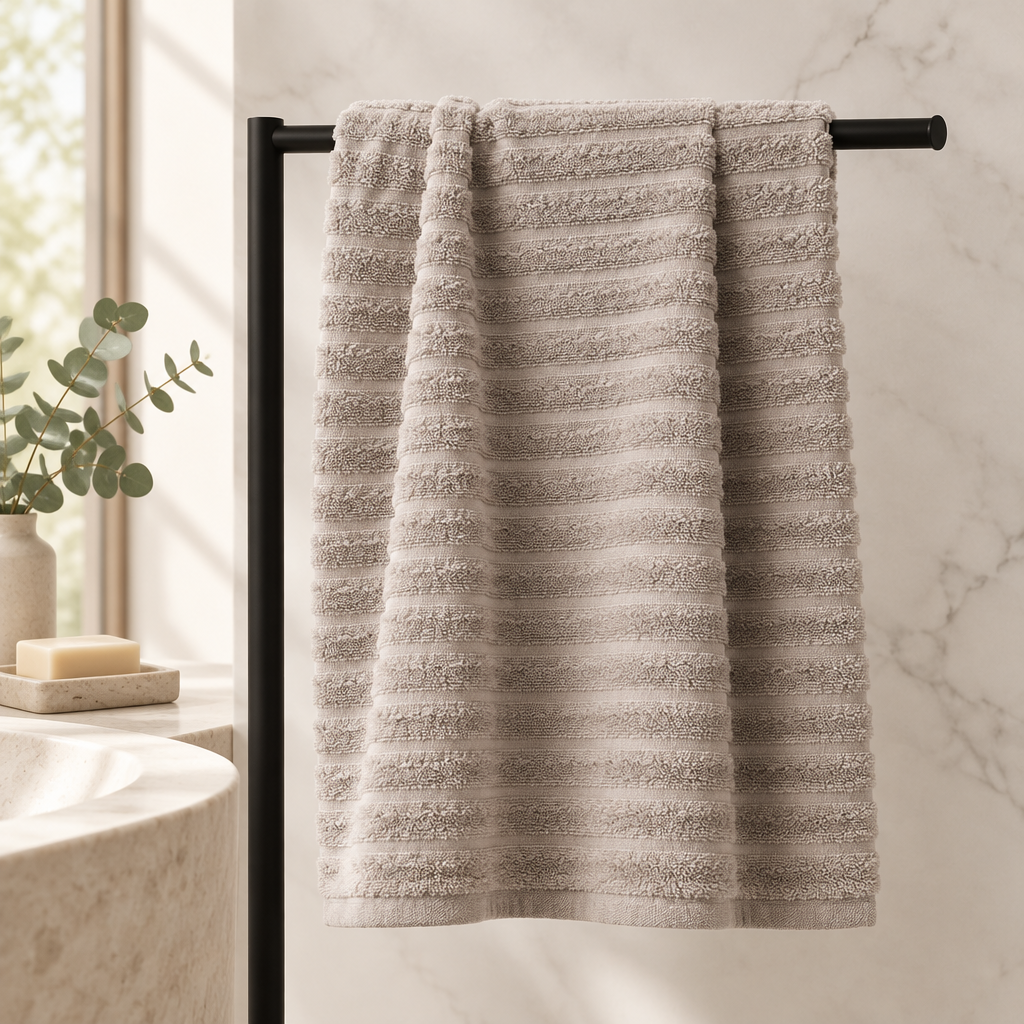 Ribbed Bath Sheet Taupe