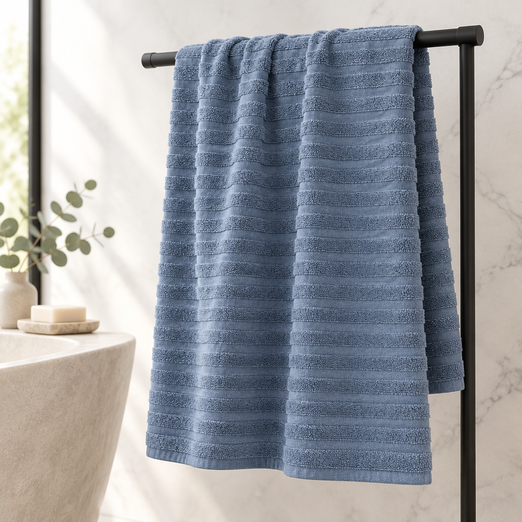Ribbed Bath Sheet Maison Blue