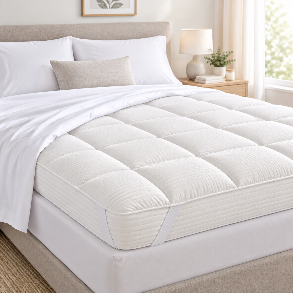 4 Inch Deep Mattress Topper King Size 150x200cm Microfibre Quilted with Straps
