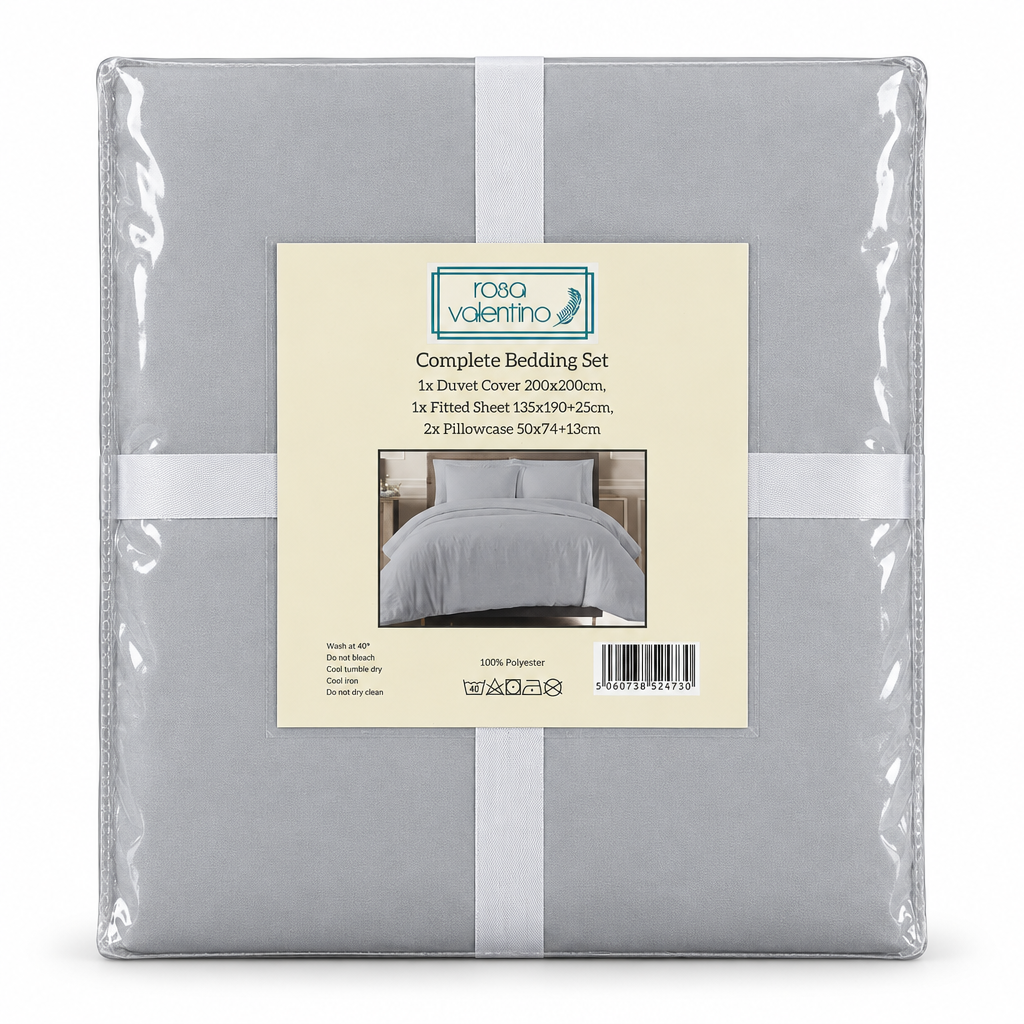 Microfibre Complete Bed Set Grey/Silver Double