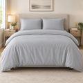 Silver Double Complete Bedding Set with Fitted Sheet