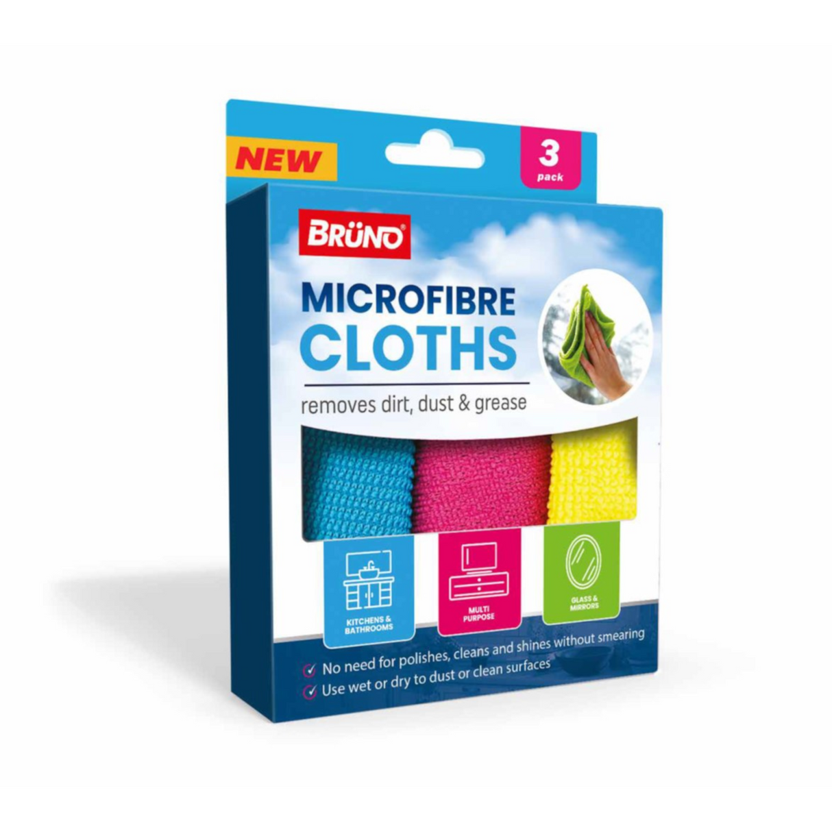 Bruno Microfibre Cloths 3 Pack