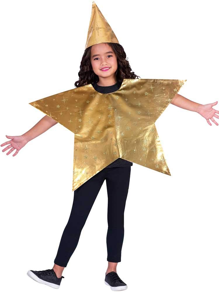 amscan 9906019 Childs Gold Starry Patterned North Star Fancy Dress Christmas Nativity Costume Tabard (3-8 Years)
