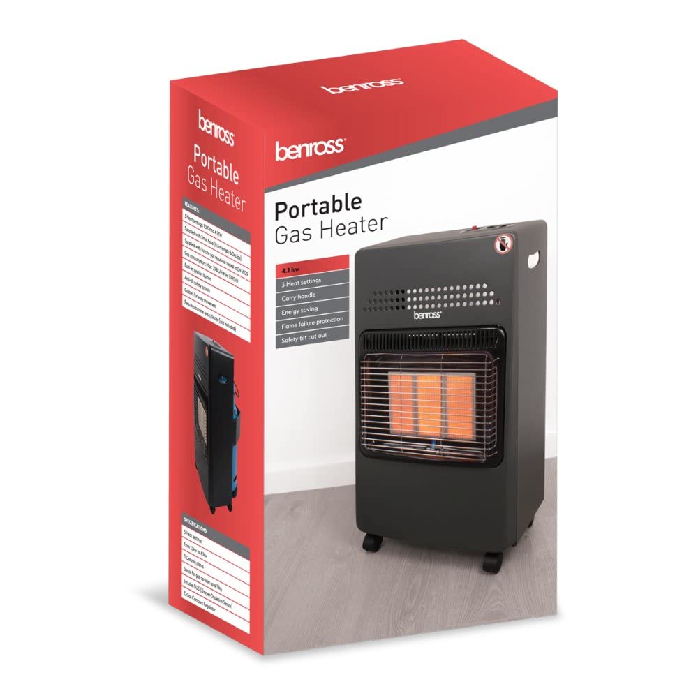 Benross Portable Butane Gas Cabinet Heater with Regulator &amp; Pipe | 3 Heat Settings