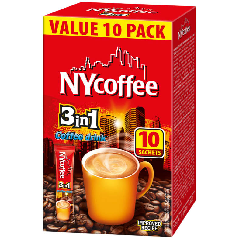 NY 3 In 1 White Coffee & Sugar Sachets Value 10 Pack