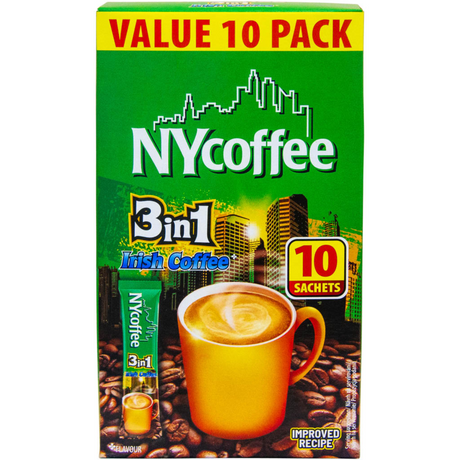 NY 3 in 1 Irish Coffee &amp; Sugar Sachets 10 Pack