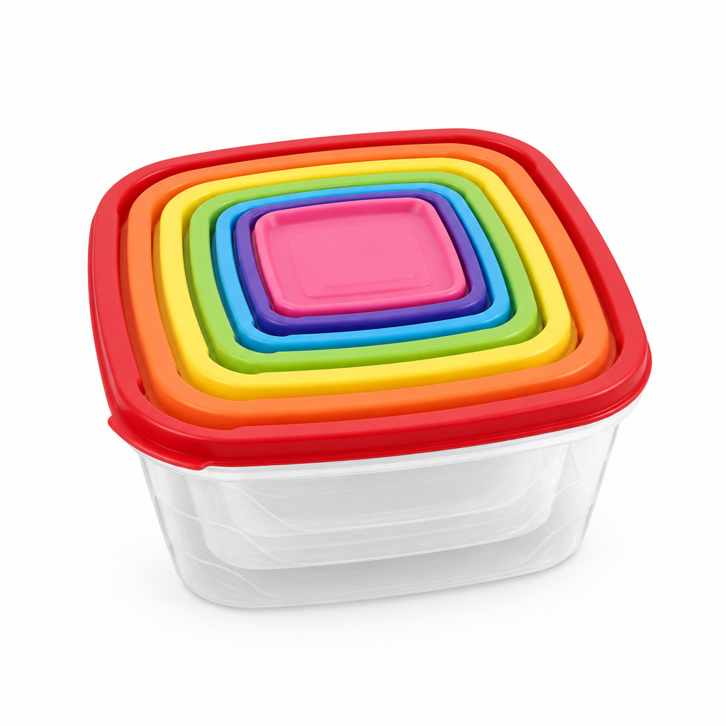 7-Piece Rainbow Food Storage Container Set with Lids, 0.14–3.2L