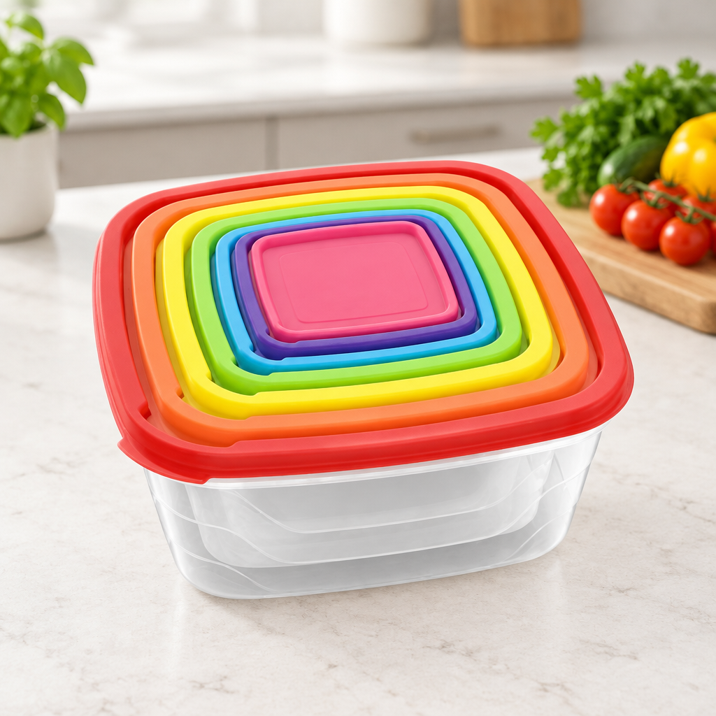 7-Piece Rainbow Food Storage Container Set with Lids, 0.14–3.2L