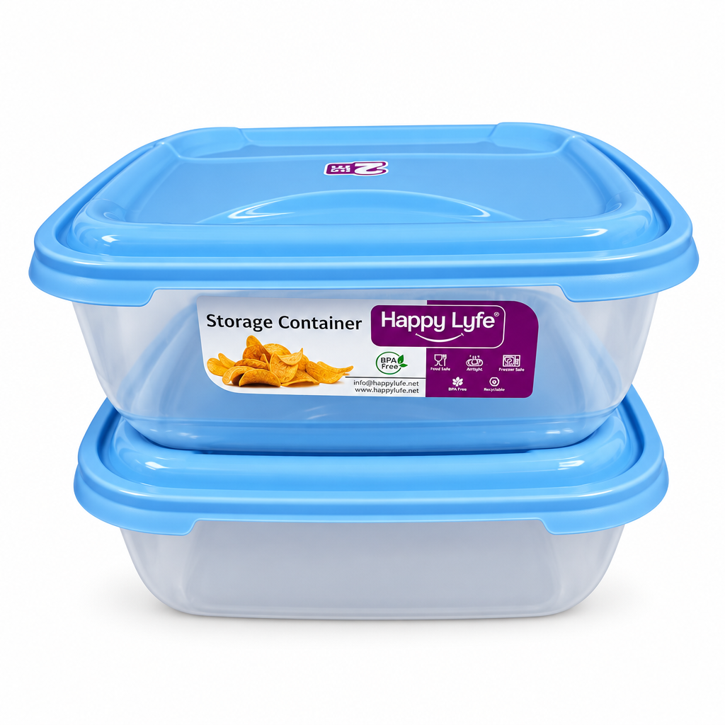 Verona 4.5 Litre Food Storage Containers with Blue Lids 2 Piece Set