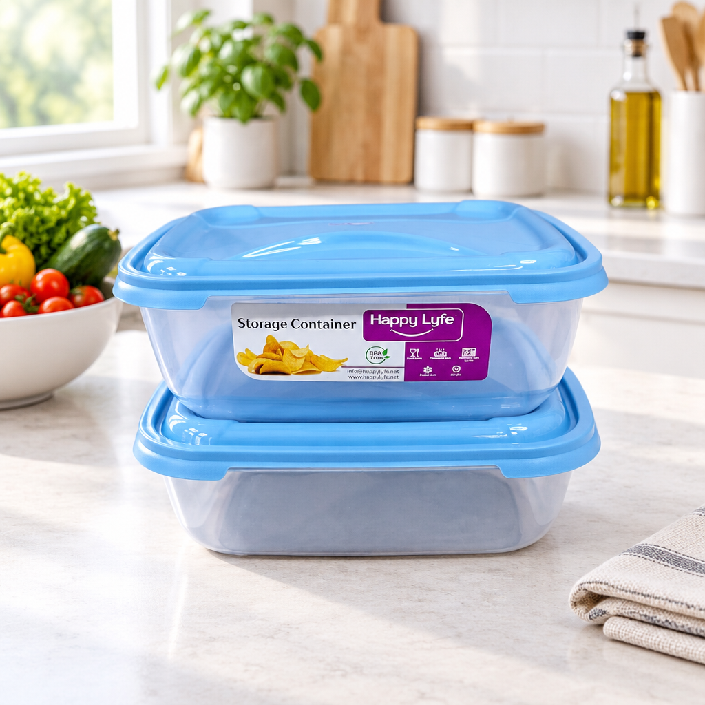 Verona 4.5 Litre Food Storage Containers with Blue Lids 2 Piece Set