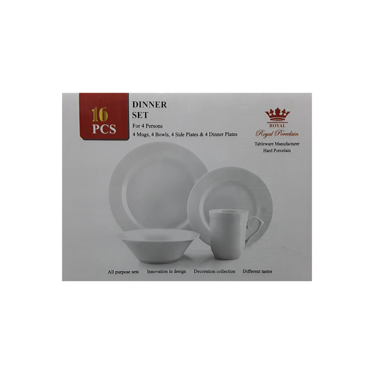 Porcelain 16Pc Dinner Set White
