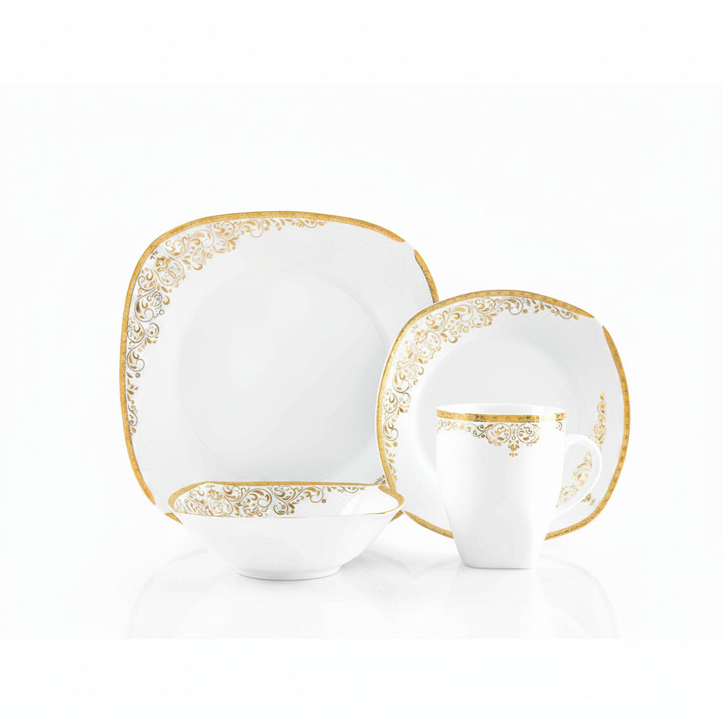 16pc Square Gold Donya Dinner Set