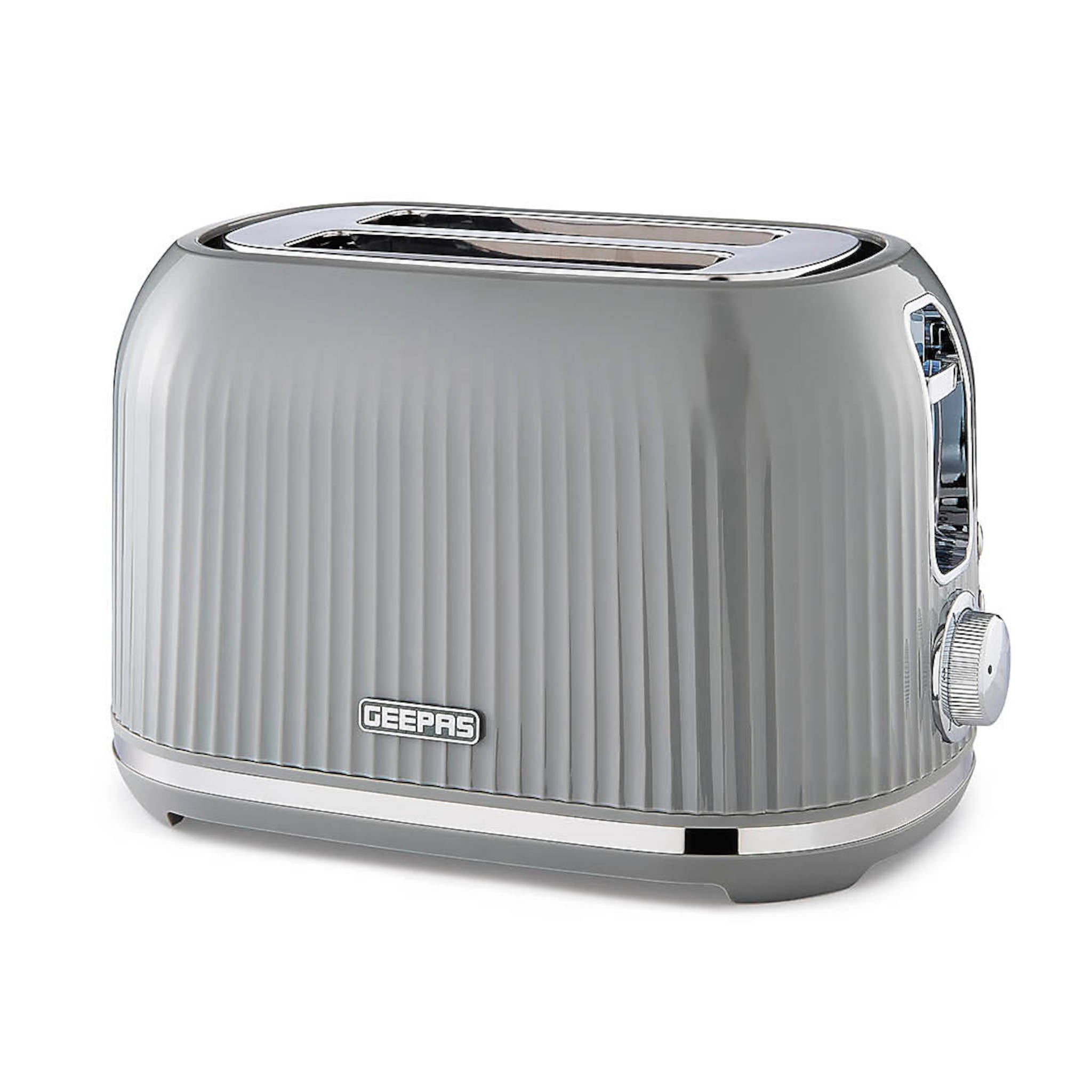 geepas fluted grey 2 slice toaster 1000w