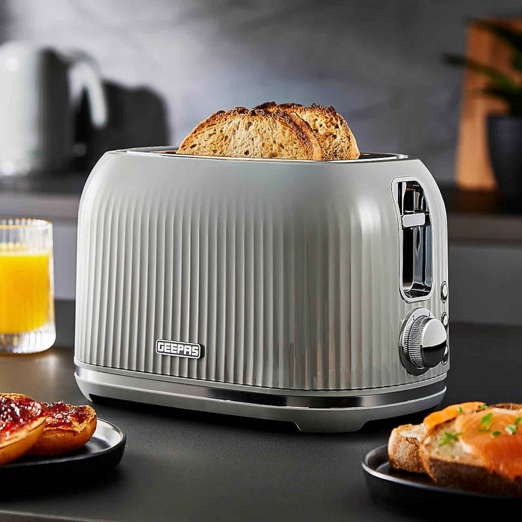 2 Slice Bread Toaster Fluted Grey 1KW