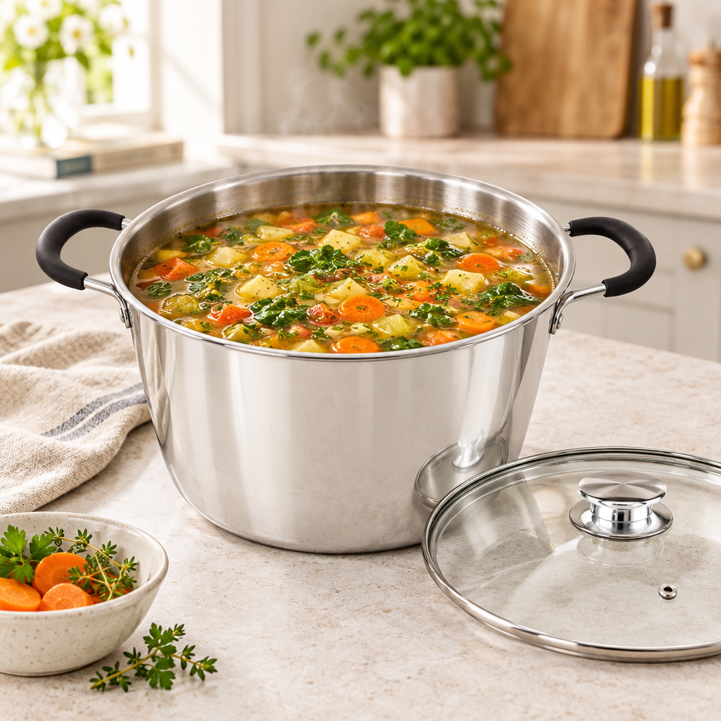 Mastercook 22cm Stainless Steel Casserole Pot with Glass Lid