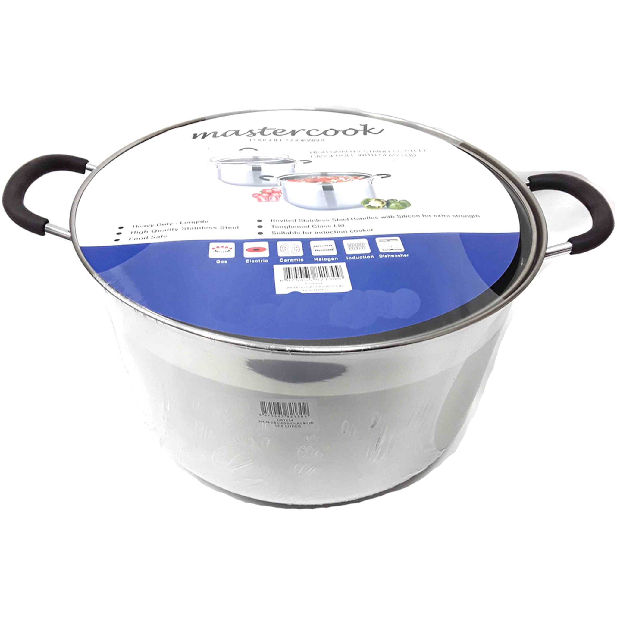 Mastercook 24cm Stainless Steel Casserole with Glass Lid