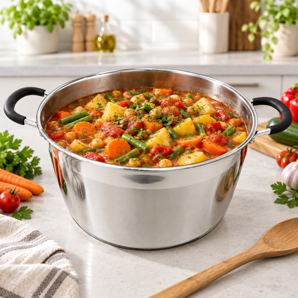 Mastercook 24cm Stainless Steel Casserole Pan with Glass Lid