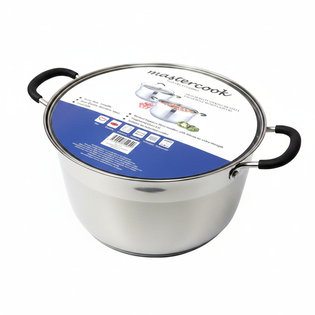 28cm Stainless Steel Casserole with Glass Lid