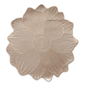 A round, flower-shaped decorative plate or tray with embossed petal details, shown from a top-down view on a plain white background.