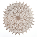 A circular, mandala-style decorative wall piece with an intricate layered petal or leaf pattern, shown against a plain white background.