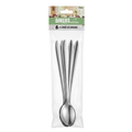 Six long stainless steel ice spoons in a clear plastic package with a green and white header card labeled 'DINERS' and '6 x LONG ICE SPOON'.