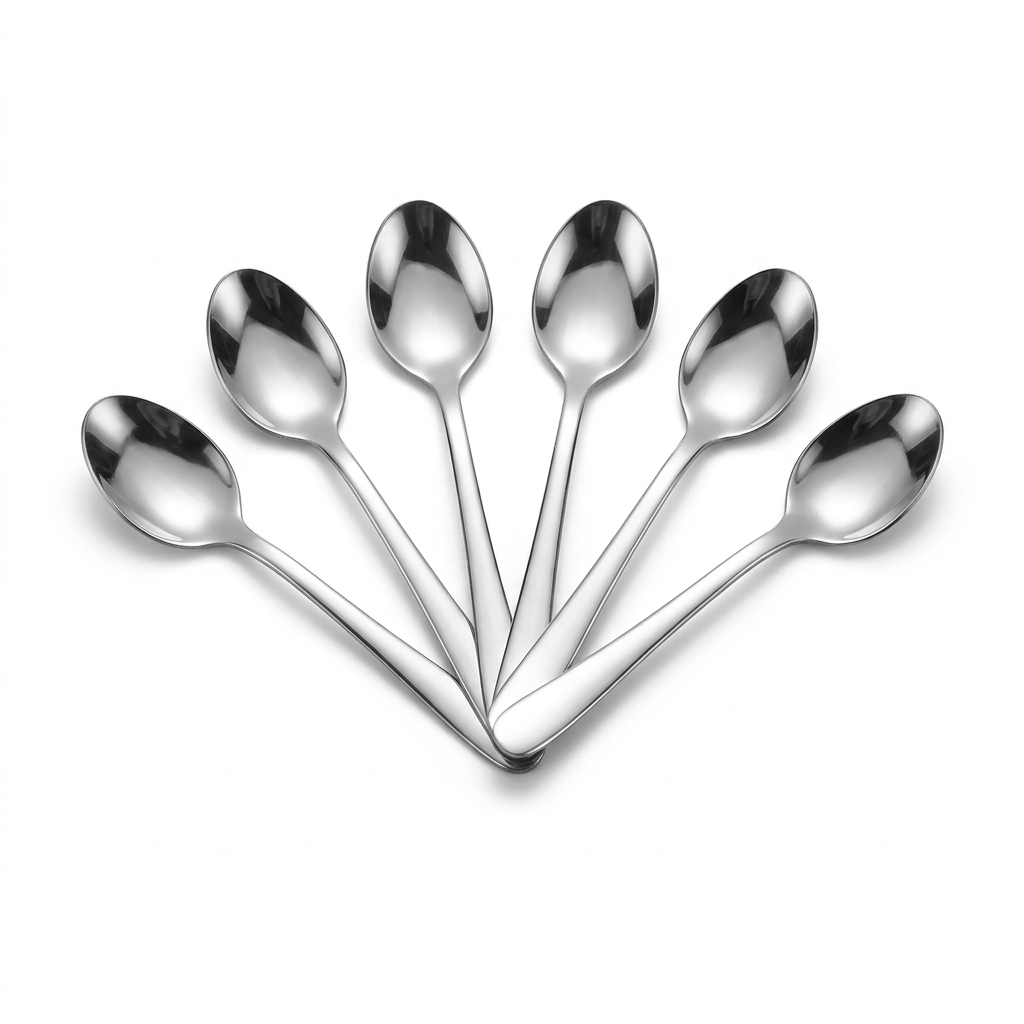 6pk Mini Plain Stainless Steel Spoons