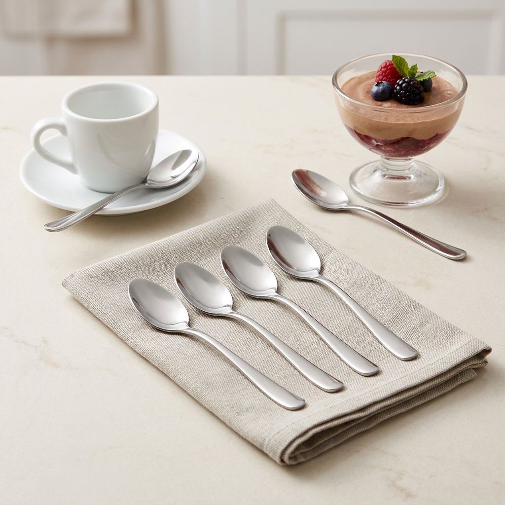 6pk Mini Plain Stainless Steel Spoons