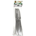 Four stainless steel dinner knives in a clear plastic blister pack with a printed header card.