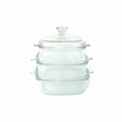 Pyrone Square Casserole with Glass Lid 3pc Set (0.8+1.5+1.2L)
