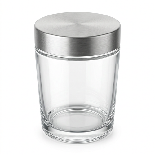 1.6L Round Glass Storage Jar with Stainless Steel Lid