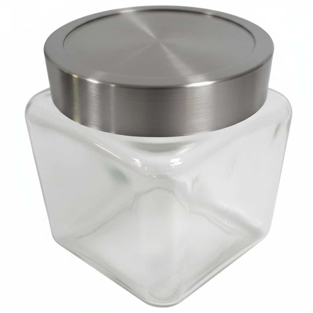 Square Glass Jar with Lid 1.3 Litre