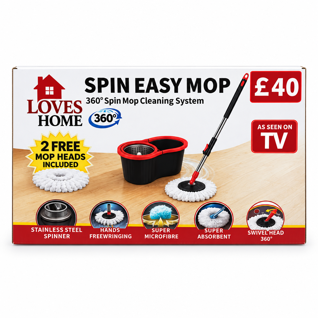 360° Spin Mop with Bucket and 2 Mop Heads