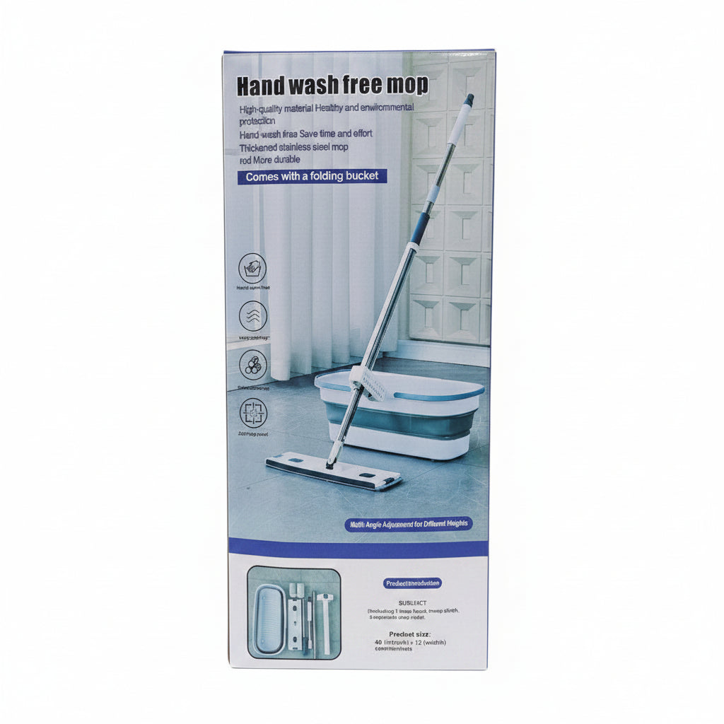 Hand Wash Free Mop With Folding Bucket
