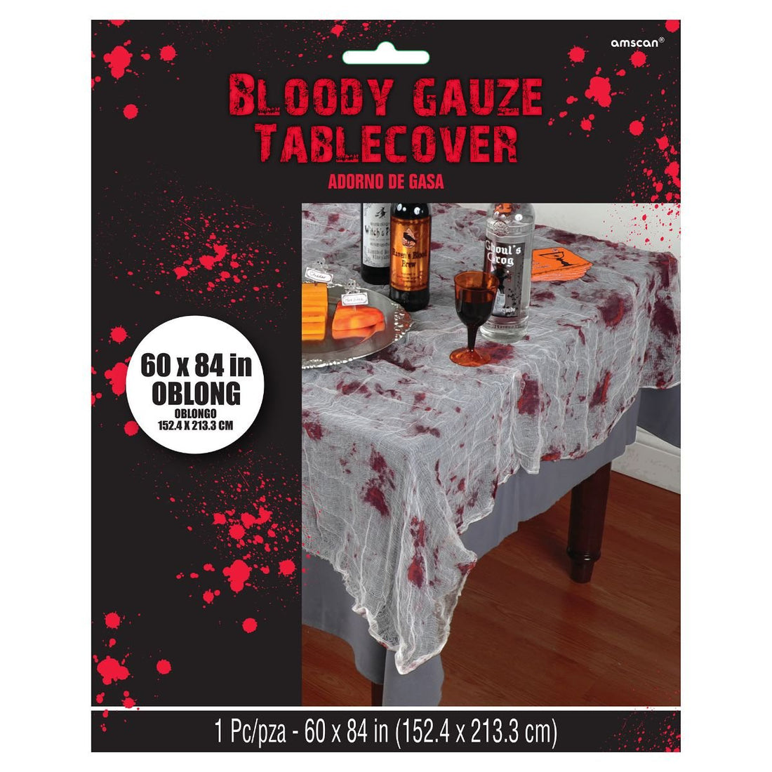 amscan 579490 Creepy Bloody Gauze Tablecover - 1 Pc, Large