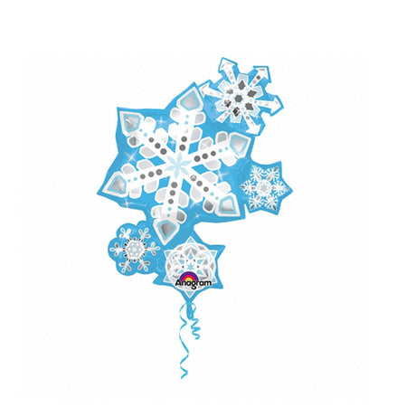 Frosty Snowflake Cluster SuperShape Foil Balloons